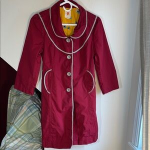 Tulle Girl’s Red Trench Coat‎ with Gray Piping M